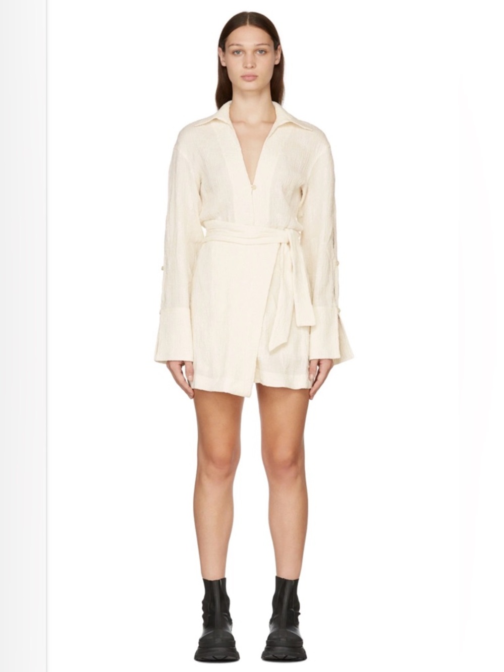 NANUKSHA - Ivory Textured Shirt Dress